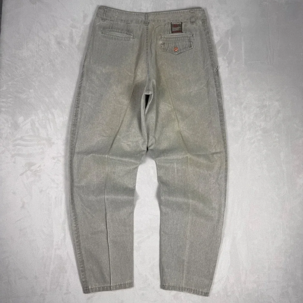 90s Mens Bugle Boy Acid Wash Pleated Tapered Chino Pants 34M
